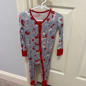 Little Sleepies Red and Gray Animal Print Footie